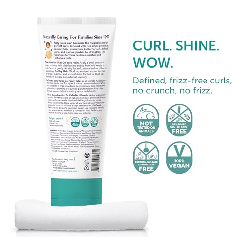 Fairy Tales Curly Q Kids Curl Cream – Lightweight Curl Crème for Curly and Wavy Hair Kids - Paraben, Sulfate, Gluten and Nut Free - 6 oz