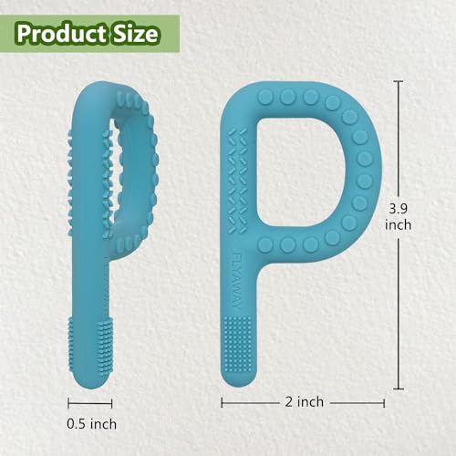 Teething Toys for Baby 3-6 6-12 Months 4 Pack P Shape, Sensory Toys for Kids Babies Toddlers Oral Motor Stimulation, Sensory Chew Toys for Autistic Children, Silicone Chewy Necklaces for Kids Adults