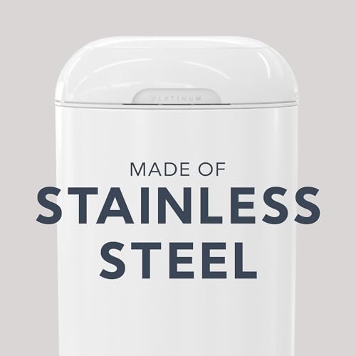Diaper Genie Platinum Diaper Pail Gift Set | Hands-Free Odor Control with Foot Pedal | Stainless Steel Baby Diaper Pail | Includes 2 Easy Roll Refills 48 Bags Total | Baby Registry Must-Have