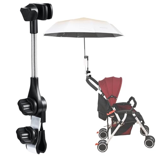 nediea Umbrella Holder for Stroller, Baby Stroller Umbrella Attachment, Umbrellas Connector Clip to Handlebar, 360 Degree Adjustable Universal Clamp for Golf Cart,Wheelchair, Beach Chair,Fishing