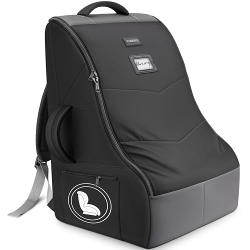 YOREPEK Padded Car Seat Travel Bag for Airplane Travel Compatible with Chicco, Britax, Nuna Rava, Sturdy Car Seat Backpack for Airport with Wear-Resistant Bottom, Large Carseat Cover for Baby Travel