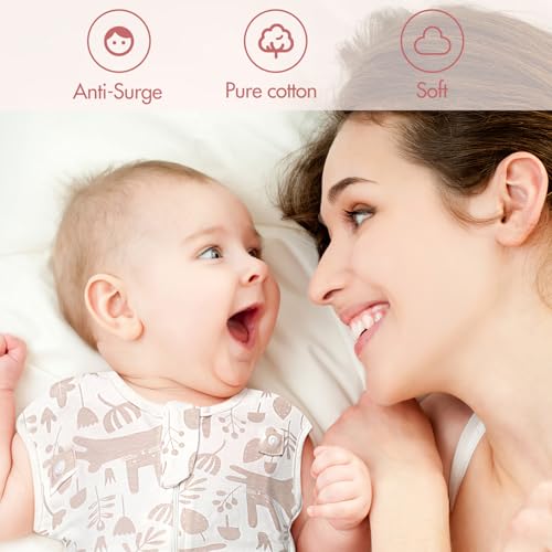 ANYEDDE 2-Pack Newborn Swaddle Sleep Bag- Arms Up Swaddle 0-3 Months, Baby Swaddles for Newborn, Cuff Removable Design, Pink Bunny Breathable Sleep with 2-Way Zipper
