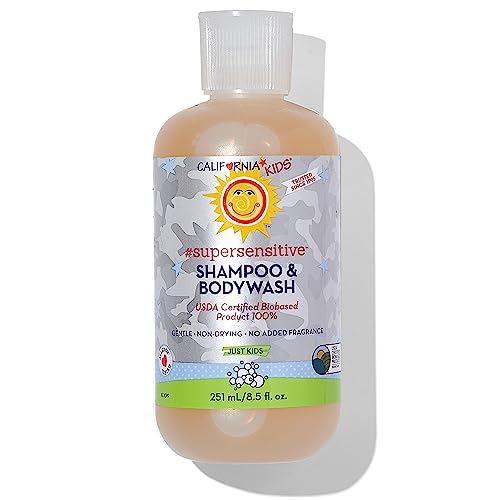 California Kids Shampoo + Body Wash | Super Sensitive Unscented | Gentle Skin Care for Kids + Teens | 100% Plant-Based | Hypoallergenic | 8.5 oz