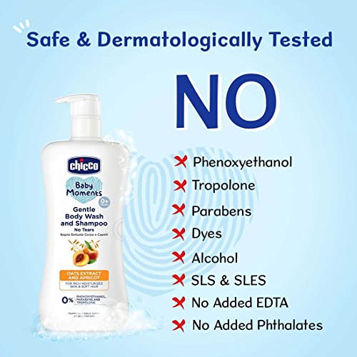 Chicco Baby Moments Gentle Body Wash and Shampoo | 200ml/(6.76 Fl Oz)