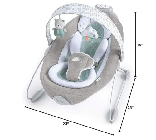 Ingenuity SmartBounce Automatic Baby Bouncer Seat with White Noise, Music, Toy Bar & 2 Plush Infant Toys, 0-6 Months Up to 20 lbs (Pemberton)