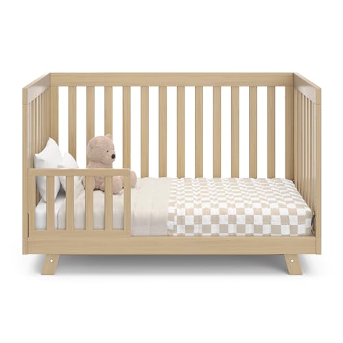 Storkcraft Beckett 3-in-1 Convertible Crib – GREENGUARD Gold Certified, Fits Standard Crib Mattress, Converts to Toddler Bed and Daybed, 4 Mattress Heights, Grow-with-Me Design (Driftwood)