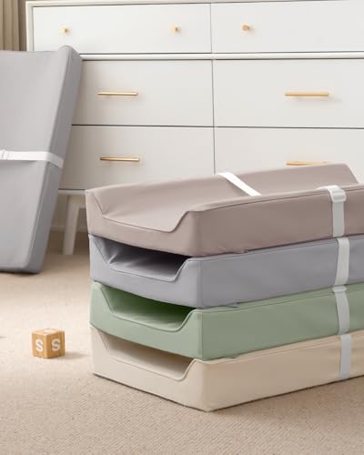 Blissful Diary Vegan Leather Baby Changing Pad with Waterproof & Wipe-Clean PU Cover, Standard Size Cozy Diaper Changing Pad for Dresser and Table, Light Green