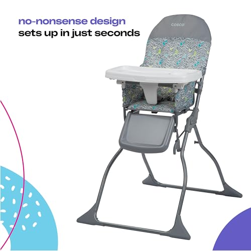 Cosco Kids Highchair for Baby, Simple Foldable High Chair, Convenient, Lightweight, and Compact Design, Elephant Squares