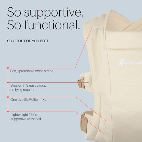 Ergobaby Embrace Newborn Baby Carrier for Infants 0-12 Months (7-25 lbs) - Ergonomic 2-Position Infant Carrier with Head and Neck Support, Hip-Healthy Positioning - Cream