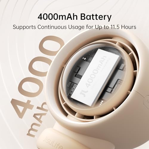 JISULIFE Stroller Fan Baby Large, Safe Bladeless for Crib, Desk, 4000mAh Battery Rechargeable Portable Cooling Fan with Air Turbo Tech, Night Light, Food-Grade Gift for Mom/Dad/Friend - Brown