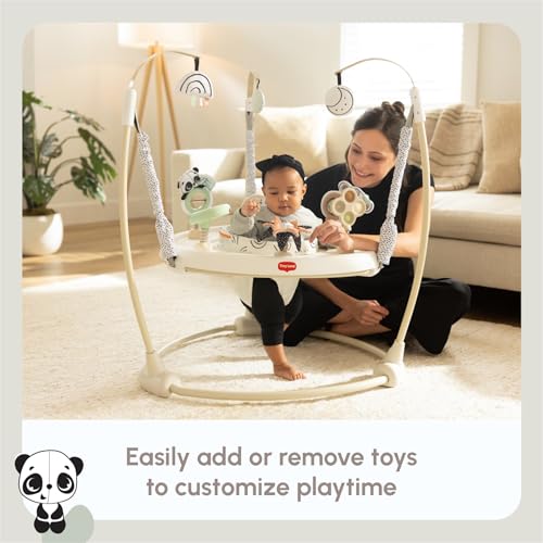 Tiny Love 4-in-1 Jump & Play Stationary Activity Center, Baby Jumper with Lights & Music, Developmental Toys, 360 Swivel Seat, Baby Activity Entertainer for 6 Months+, Black and White