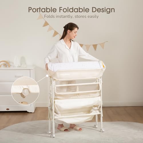 Maydolly Baby Changing Table, Maydolly Portable Foldable Changing Table, Waterproof Diaper Changing Station, Adjustable Height Changing Station, Mobile Nursery for Newborn and Infant