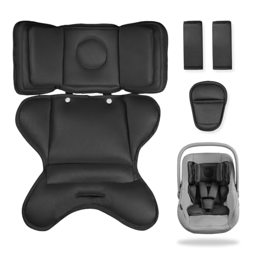HNHUAMING Infant Car Seat Insert with 2 Headrest for Doona|Graco, Thickened Baby Car Seat Head Support for Newborn, Reveable Baby Car Seat Cushion for Side Impact Protection, Black