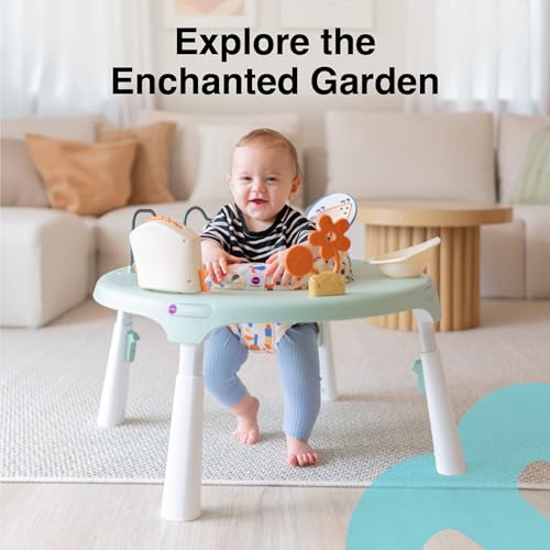ORIBEL PortaPlay 3-in-1 Activity Center - Convertible Baby Activity Center | Patented Bouncy Seat with Stable Foot Support | 5 Months+ | Portable Infant Activity Table | Enchanted Garden