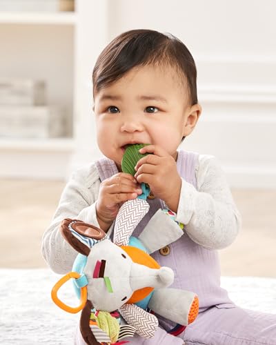 Skip Hop Bandana Buddies Baby Activity and Teething Toy with Multi-Sensory Rattle and Textures, Elephant