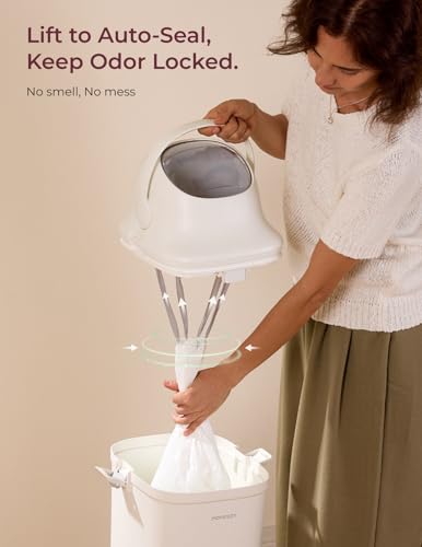 Momcozy Diaper Pail with Patented Triple-Seal Odor Control, Wide Opening, Ergonomic Height, Large Capacity with Viewing Window, Childproof Lock, Fits Standard Trash Bags