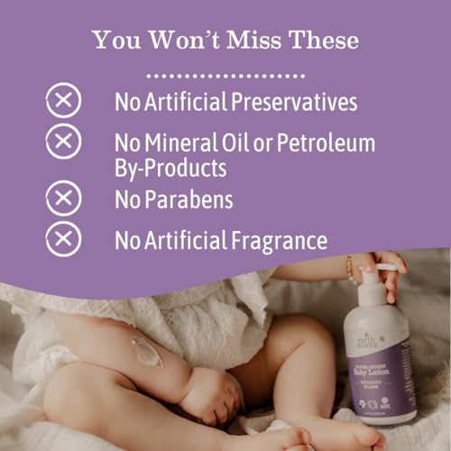 Earth Mama Calming Lavender Baby Lotion for Dry Skin, Calendula Cream for Newborn Skin Care, Children's Moisturizer with Aloe Juice, Rooibos, & Shea Butter, Lavender Lotion, 8 Fl Oz
