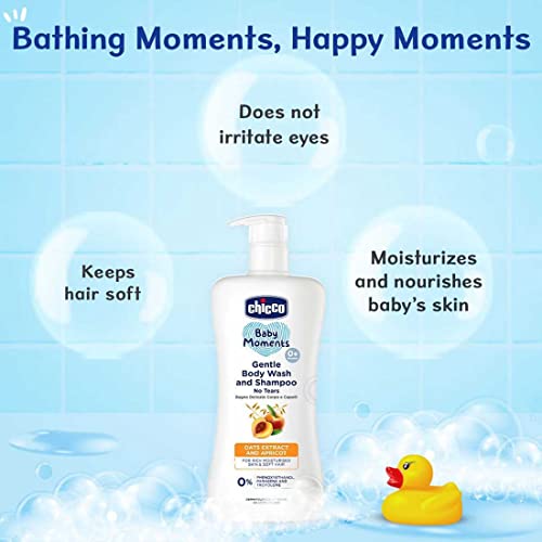 Chicco Baby Moments Gentle Body Wash and Shampoo | 200ml/(6.76 Fl Oz)