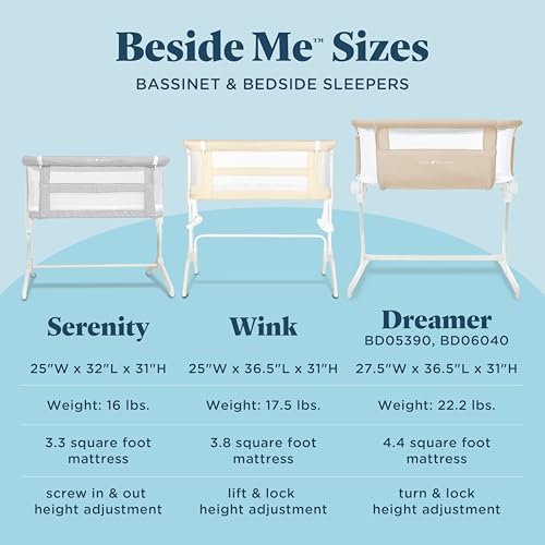 Baby Delight Beside Me Dreamer Bassinet | Bedside Sleeper & Baby Bassinet | 6-Position Height Adjustment | Organic Oat
