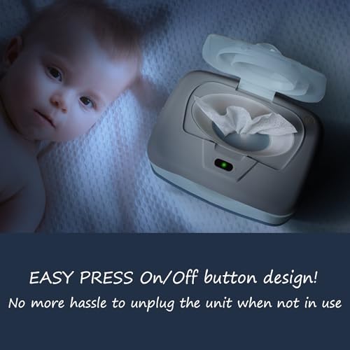 GOGO pure Baby Wet Wipe Warmer and Wet Wipe Dispenser, Holder and Case - with Easy Press On/Off Switch, Great Baby Gift (Blue/Grey) - Only At Amazon