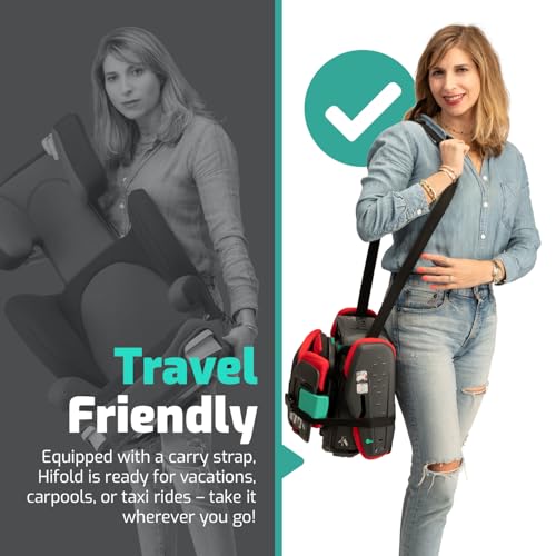 Mifold Hifold Adjustable Kids High Back Booster Car Seat with Strap – Racing Red