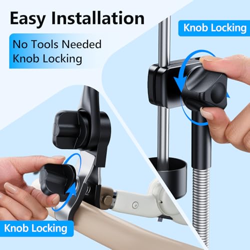 Umbrella Holder for Stroller Chair, 360° Adjustable Clip On Umbrella Attachment, Universal Umbrella Clamp Mount for Golf Cart, Wheelchair, Beach Chair, Camping Chair Outdoor Auto Scooter