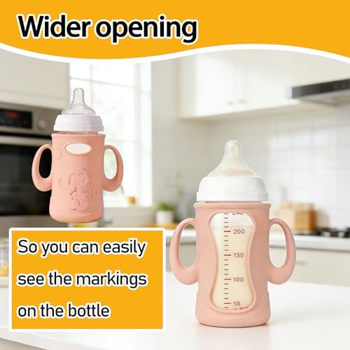 XTSWFC 3Pack Silicone Sleeves for Pigeon Baby Bottles 8.1oz, Anti Breakage Glass Baby Bottle Holder with Handles