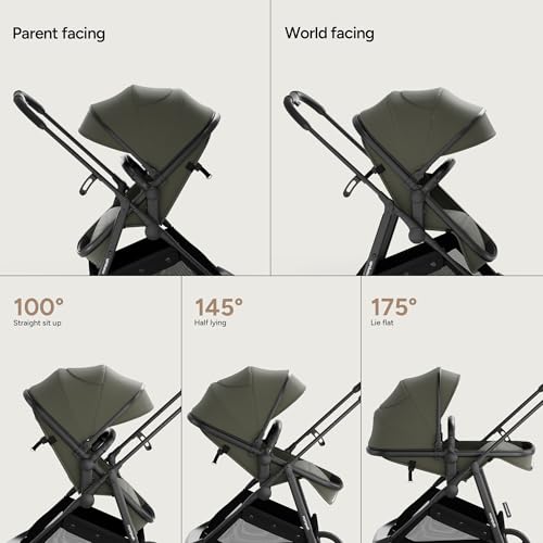 Mompush Wiz 2 in 1 Baby Stroller with Infant Pramette Mode, One Hand Fold Convertible Newborn to Toddler Stroller with Reversible Seat and Large UPF 50+ Canopy