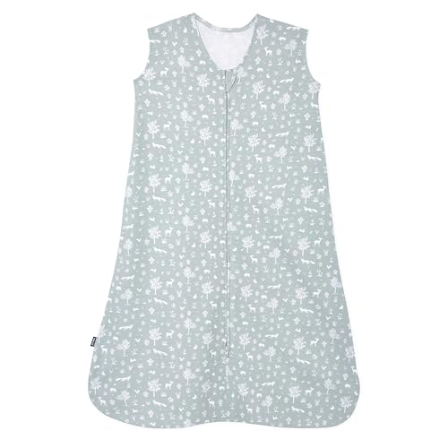 HALO SleepSack, 100% Cotton Wearable Blanket, Swaddle Transition Sleeping Bag, TOG 0.5, Sage Woodland, Medium, 6-12 Months