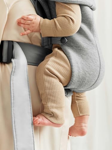 BabyBjörn Baby Carrier Mini, Light Gray, 3D Jersey | Infant Carrier (7-25 lbs), Ergonomic, Easy-to-Use