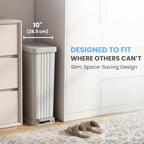 Patented 13 Gallon STEP Adult Diaper Pail, Fits Kitchen Bags, Odor Filter Trash Can, 40+ Diapers Capacity, No Refills Needed, Incontinence Underwear & Nursery Diapers, ADA Compliant, Matte Stone Gray