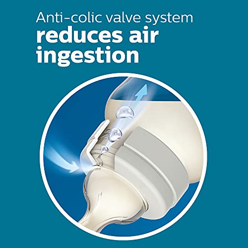 Philips Avent Anti-Colic Baby Bottle, Fast Flow 3 Nipple, 3m+, 11oz, 2 Pack, Clear, BPA-Free, SCY106/02