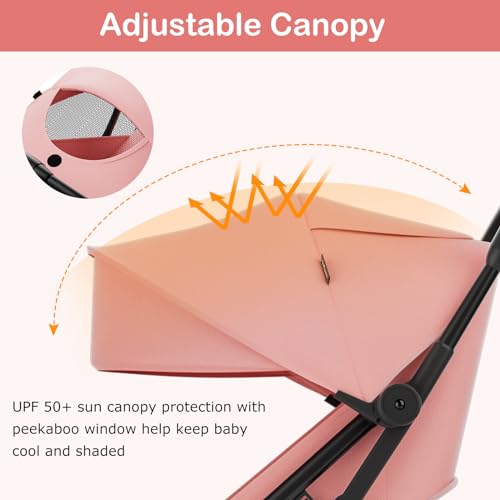 INFANS Ultra-Compact Fold Airplane Ready Travel Stroller, One-Hand Gravity Fold Near Flat Recline Seat, Foldable Toddler Stroller for Infant 6-36 Month