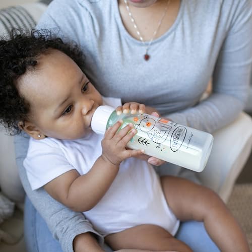 Dr. Brown's Natural Flow Anti-Colic Options+ Narrow Baby Bottle, Frog and Pig, 8 oz/250 mL, with Level 1 Slow Flow Nipple, BPA-Free, 0m+, 2-Pack