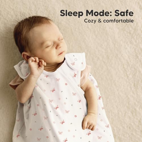 2-Pack Organic Baby Sleep Sacks, 100% Cotton - Soft & Breathable 0.5TOG Baby Wearable Blanket, Toddler Sleeping Sack 0-6 Months, Easy to Wear Swaddles for Newborns, Infants (Butterflies, S)