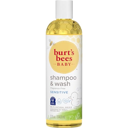 Burt's Bees Baby Shampoo & Wash, Fragrance Free & Tear Free Baby Soap - 12 Ounce Bottle, Pack of 3