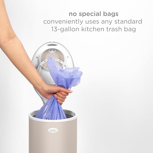 Ubbi Stainless Steel Diaper Pail, No Special Bags, Odor-Locking, Taupe