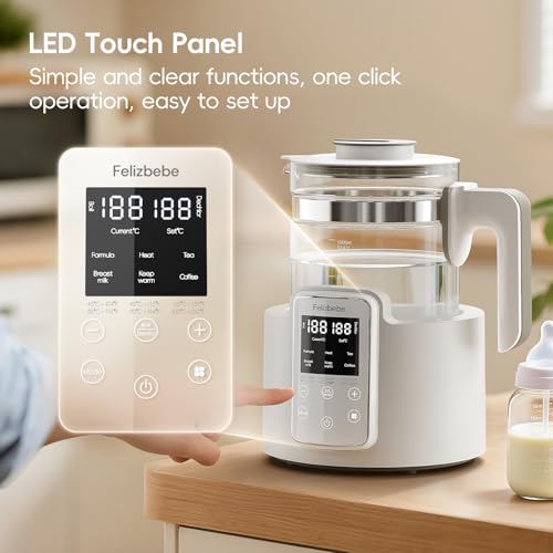 Instant Water Warmer, Baby Bottle Warmer with Faster Cooling Fan and LCD Display, Baby Milk Warmer, Electric Kettle with 6 Temperature Control Presets, Breastmilk Warmer, Boil Tea, Coffee