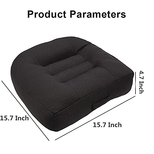 Srutirbo Car Booster Seat Cushion Raise The Height for Short People Driving Hip (Tailbone) and Lower Cack Fatigue Relief Suitable for Trucks, Cars, SUVs, Office Chairs, Wheelchairs (Pure Black)