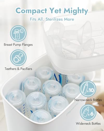 Papablic Baby Bottle Sterilizer and Dryer Pro, Esterilizador De Biberones, Electric Steam Sterilizer for Baby Bottles, Pacifiers, and Pump Parts, Large Capacity 10 Bottles
