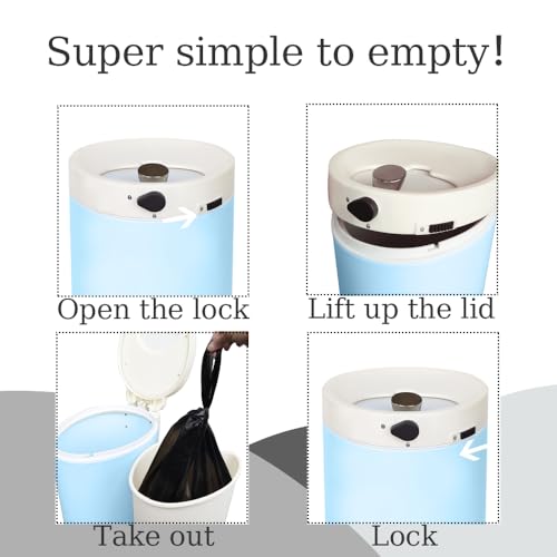 JM ·YIPENG Diaper Pail, Airtight Odor Control Baby Diaper Bin with Childproof Lock, Stainless Steel Garbage Pail with lid, 15 Liter/ 4 Gallon Compact Nursery Trash Can with Removal Inner Liner, Blue