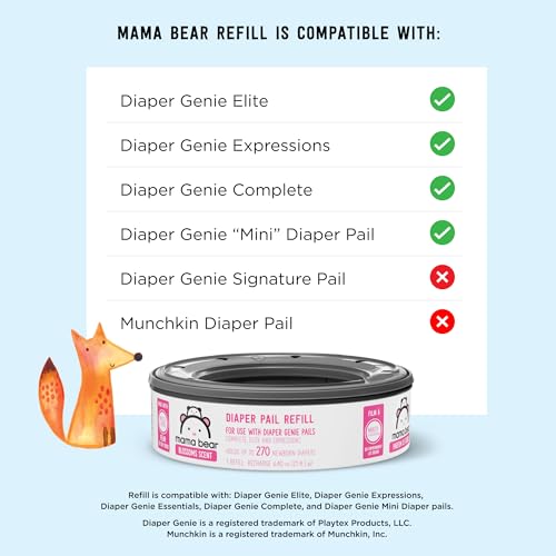 Amazon Brand - Mama Bear Blossoms Scented Diaper Pail Refills for Diaper Genie Pails with Odor Elimination, 2160 Count (8 Packs of 270 Count)