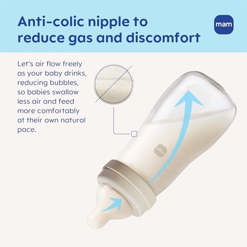 MAM 6oz Pure Glass Feel Good Anti-Colic 0+ Months Baby Bottle, 3 Pk, Unisex
