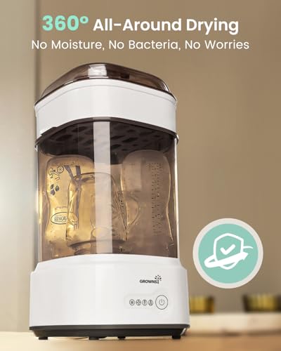 Bottle Sterilizer and Dryer, Compact Electric Steam Baby Bottle Sterilizer (Esterilizador de Biberones), Bottle Sanitizer for Baby Bottles, Pacifiers, Pump Parts Black