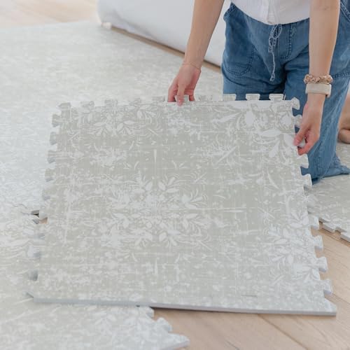Little Landings Baby Play Mat for Floor - Eden (6x6ft) - Premium EVA Foam Play Mat for Babies & Toddlers (Ages 0-5+) - Non-Toxic Playmat for Tummy Time, Crawling & Playroom - Stylish & Comfortable