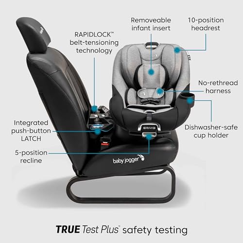 Baby Jogger City Turn Rotating Car Seat 180-Degree Turn, Lightweight Convertible Car Seat, Rear Facing to Forward Facing for Newborn to Toddlers, Coolmax Fabric, Onyx Black