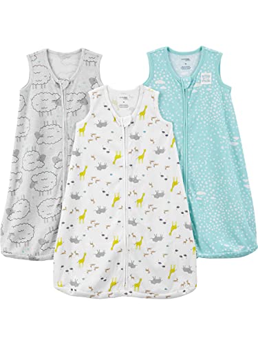 Simple Joys by Carter's Baby Boys' 3-Pack Cotton Wearable Blankets, Sheep/Clouds, Medium