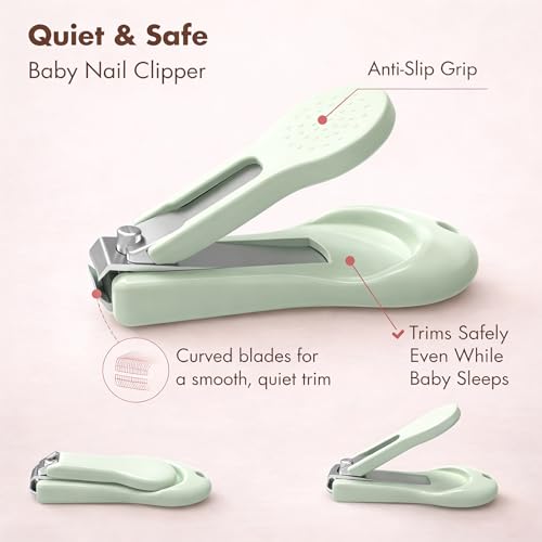 YIVEKO Baby Nail Kit, 4-in-1 Baby Nail Care Set with Cute Case, Baby Nail Clippers, Scissors, Nail File & Tweezers, Baby Manicure Kit and Pedicure kit for Newborn, Infant, Toddler, Kids-Owl Green
