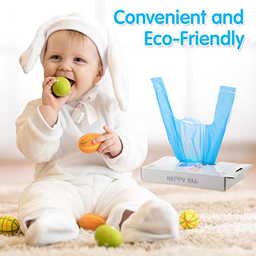 1600 Count Baby Disposable Diaper Bags Scented Diaper Sacks with Tie Handle Disposal Trash Sacks Baby Poop Waste Bag Refill(Blue)