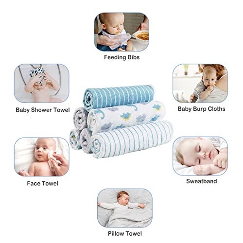Viviland Baby Washcloths, 24Pack Baby Wash Cloths for Newborn, Baby Towels and Infant Bath Face Washcloths for Boys Girls Super Soft Absorbent, Gentle on Sensitive Skin Body, 9x9 Dinosaur